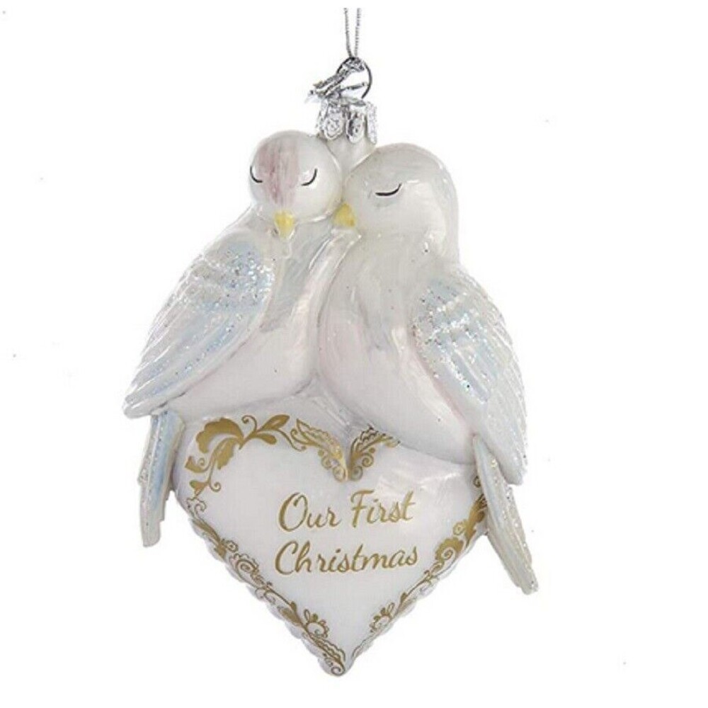 Noble Gems™ Glass Our First Christmas Love Birds Christmas Ornament NBX0025